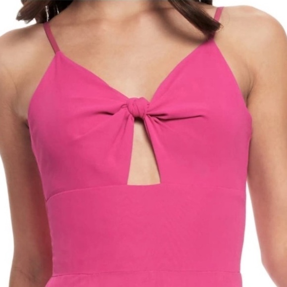 Dress the Population Cambria Pink Tie Bodice Gown  Knot Front Maxi Dress L NWT - Picture 7 of 16